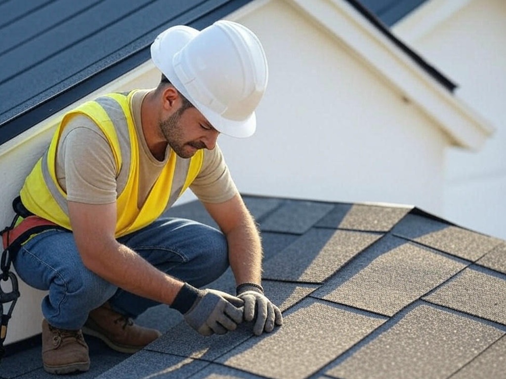 A contractor inspecting a roof while using SupplementPro to make sure the insurance company will pay overhead and profit.